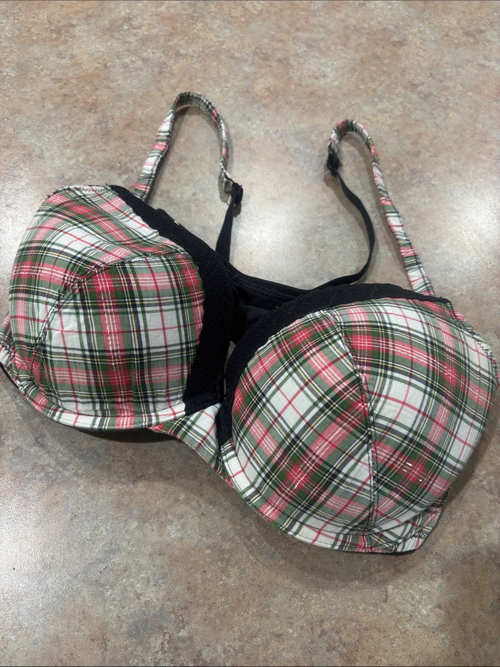 Victoria's Secret Plaid Underwire Bra - Pink, Green & White